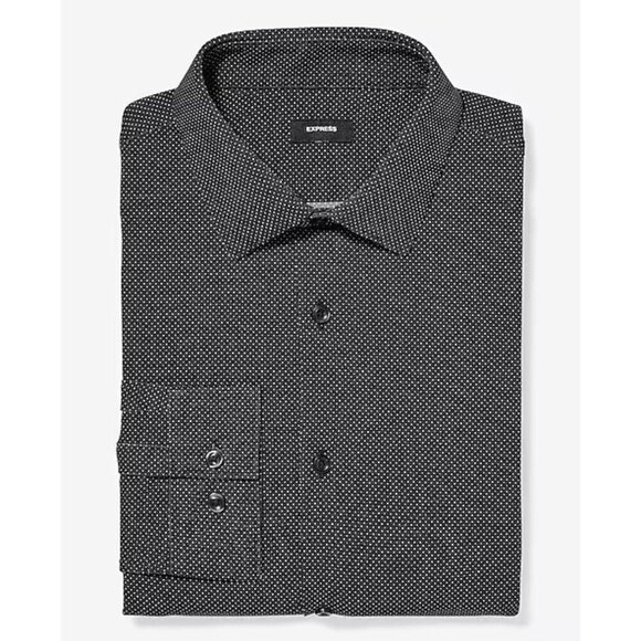 Express Men Dress Shirt Size M Tall Classic Mini Dot Stretch Modern Tech 1MX NWT - Picture 1 of 15
